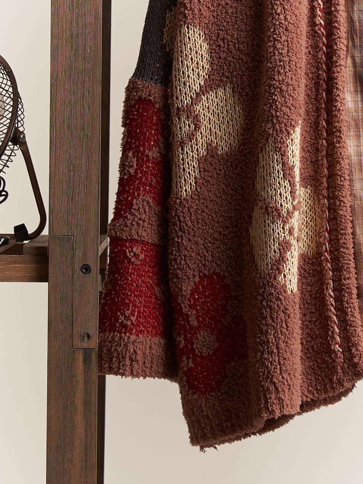 Caramel Daisy Oversize Terry Knit Cardigan for wholesale on Faire