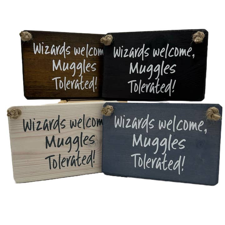 Wizards Welcome handmade hanging wood sign for wholesale by The Giggle Gift Company