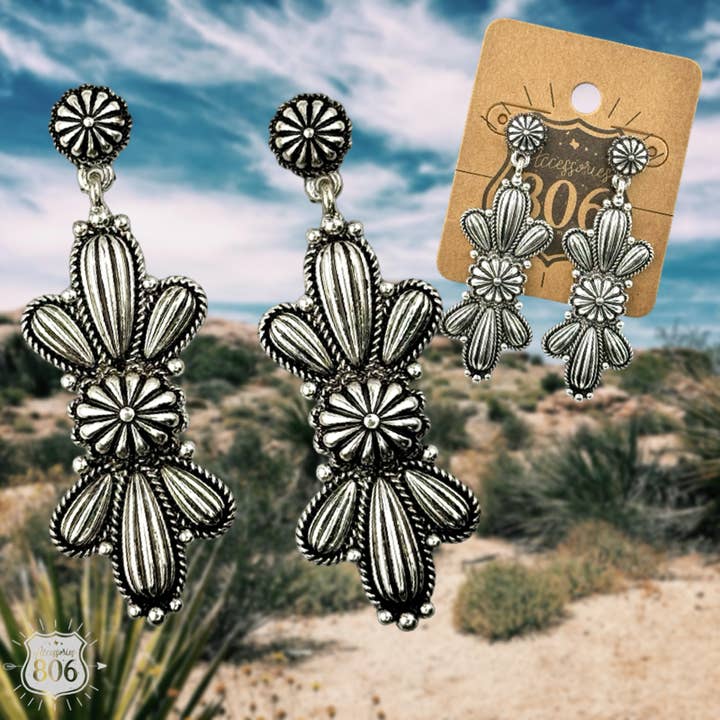 Western silver butterfly concho earring for wholesale by Pink Panache Brands