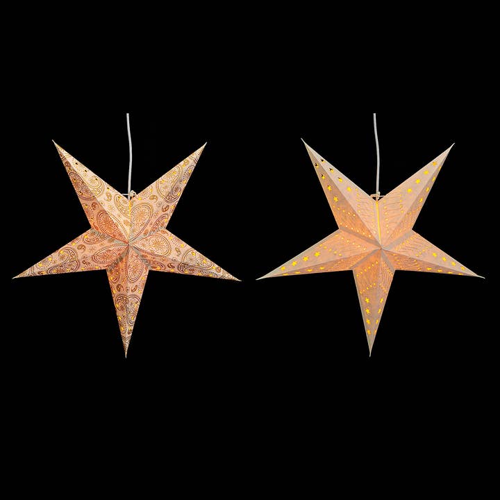 Wurm - Wholesale Christmas Decoration - Paper star in cream with 5 points, assorted in 2 designs, 60 cm