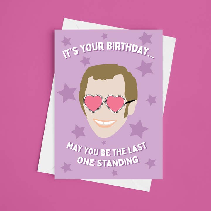 Last One Standing Elton John - 5x7 fødselsdagskort for engroshandel hos Laura Lonsdale