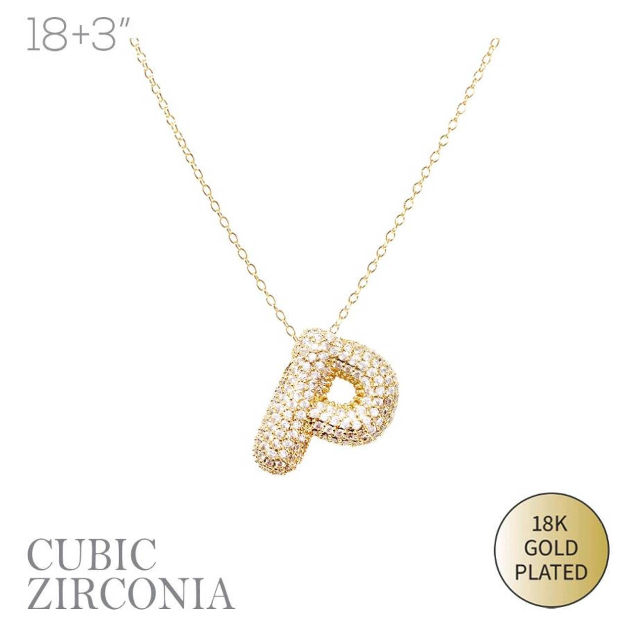 Selini New York - Vente Colliers à pendentif - Collier Initiale Plaqué Or avec Bulles et Cristaux Étincelants1