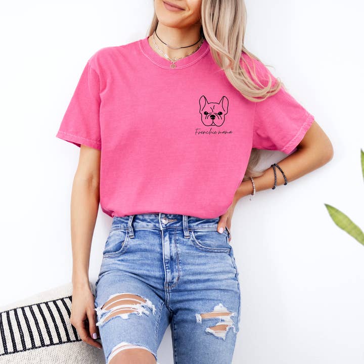Verita Culture - Wholesale Screen Printed T-Shirt - Women's - Frenchie French Bulldog Dog Mom Comfort Colors T Shirt2
