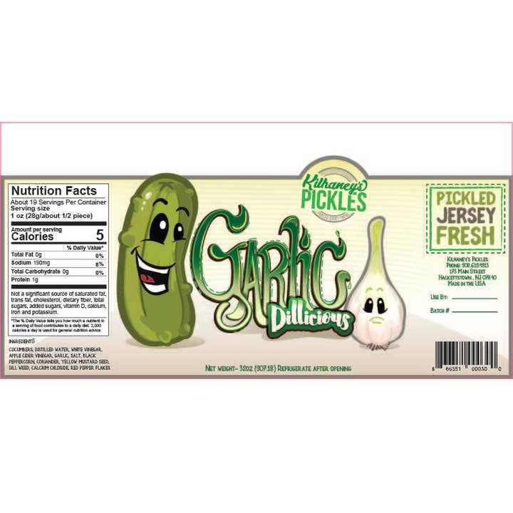 Kilhaney's Pickles – Legumes em conserva por atacado – Dillicious Pickles de Alho, 16oz1