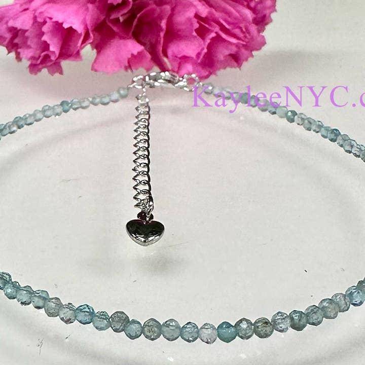 KayleeNYC - Wholesale Anklet - 2mm Natural Aquamarine Anklets Crystals