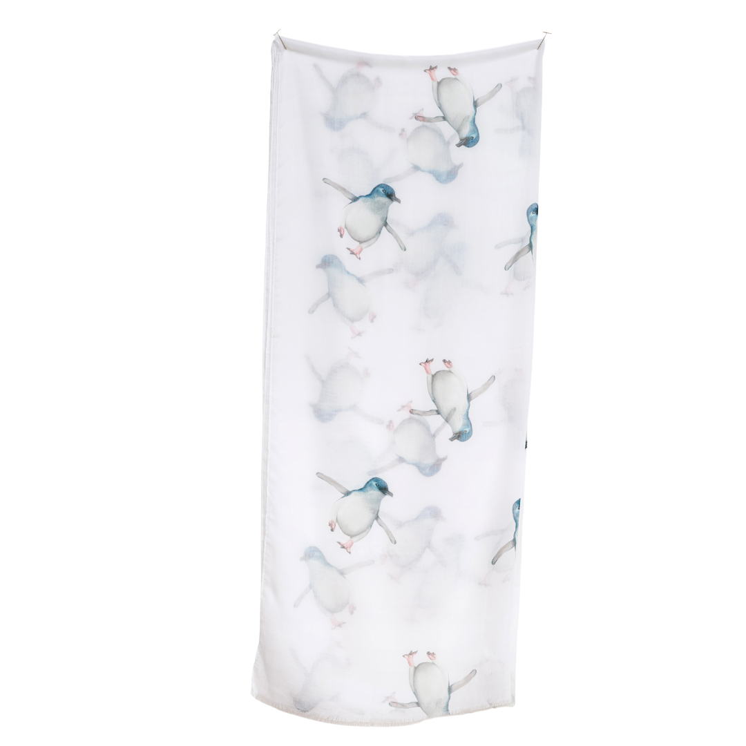 Taylor Hill Scarves & Co – Großhandel Schal – Damen – AGCS1013: Weiß: Pinguin-Schal4
