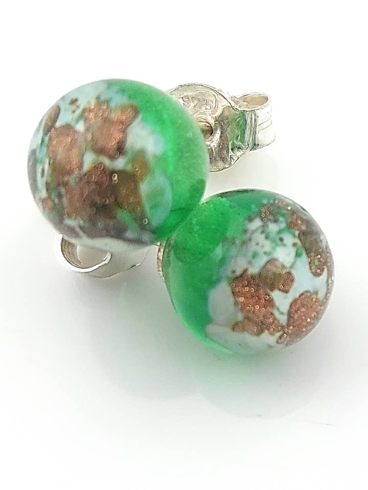 Pendientes de botón en cristal de Murano y plata 925 para venta al por mayor de Miriam Fasolato