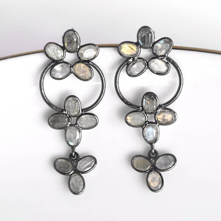 FELIX Z DESIGNS - Wholesale Dangle Earrings - 925 Silver Floating Flower Earrings