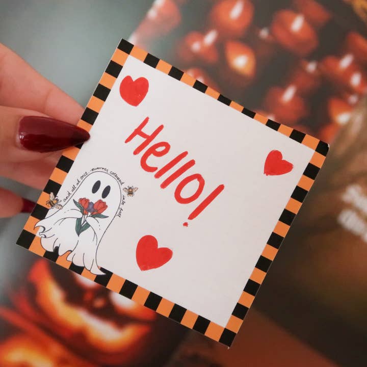 Summer Into Fall Ghost Memo Pad for wholesale by Hello Sourdough