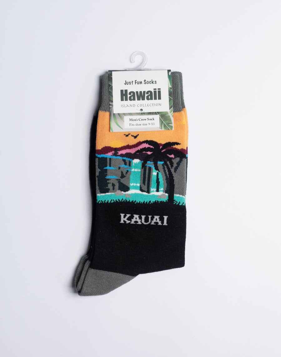 Just Fun Socks - Wholesale Socks - Men's - Men's Kauai Waterfall Crew Socks5