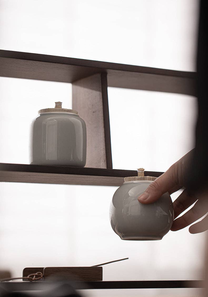 Gohobi （We cover U.S. import duties） - Wholesale Jar - Gohobi Ceramic Tea Storage Jars Ice Grey (Straw Lid)7