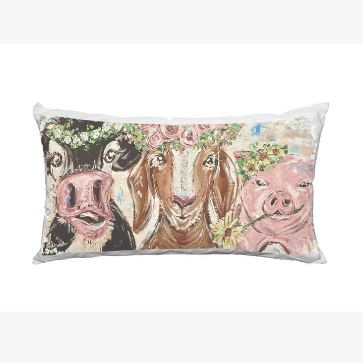 Flowery Barn Friends Kudde 14 X 20 för wholesale av LuckyBird Apparel and Home