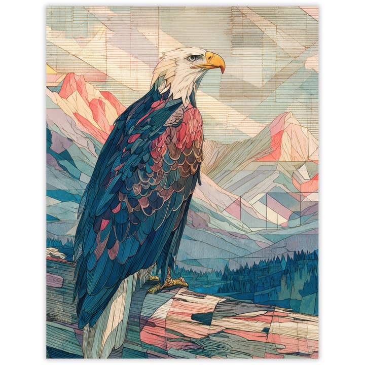 Pygargue à tête blanche - Carte de correspondance vierge recyclée pour les amateurs d'oiseaux pour la vente par Waterknot