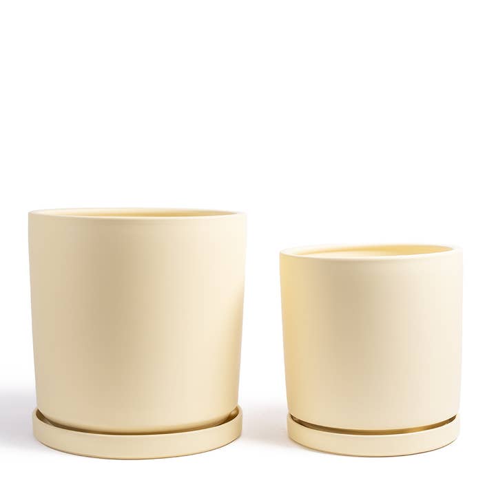 Momma Pots - Vente Pot - Pots cylindriques de 10,5 pouces (1 pièce) et 12,5 pouces (1 pièce) avec soucoupes à eau21