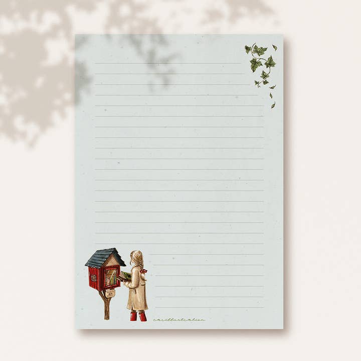 Bloc de papel de carta niña casita para venta al por mayor de Carillustration