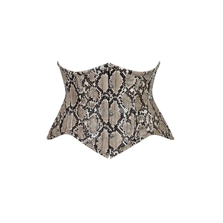 Lyxig minikorsett med ormskinnsmönster under bysten med midjekorsett och buskstängning för wholesale av Daisy Corsets