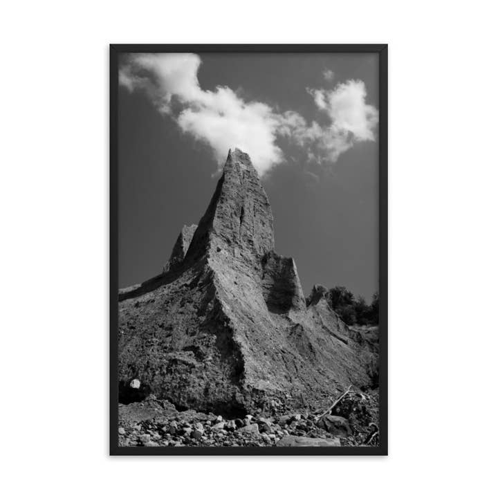 Chimney Bluff Black and White Landscape Framed Wall Art for wholesale by Pipa Wall Art & Home Decor