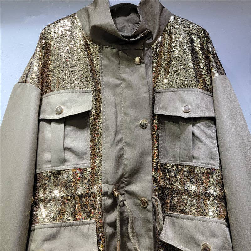 Sanyao Fashion - Wholesale Windbreaker - Women's - M205 Handmade Sequin Utility Windbreaker – Autumn Edition3