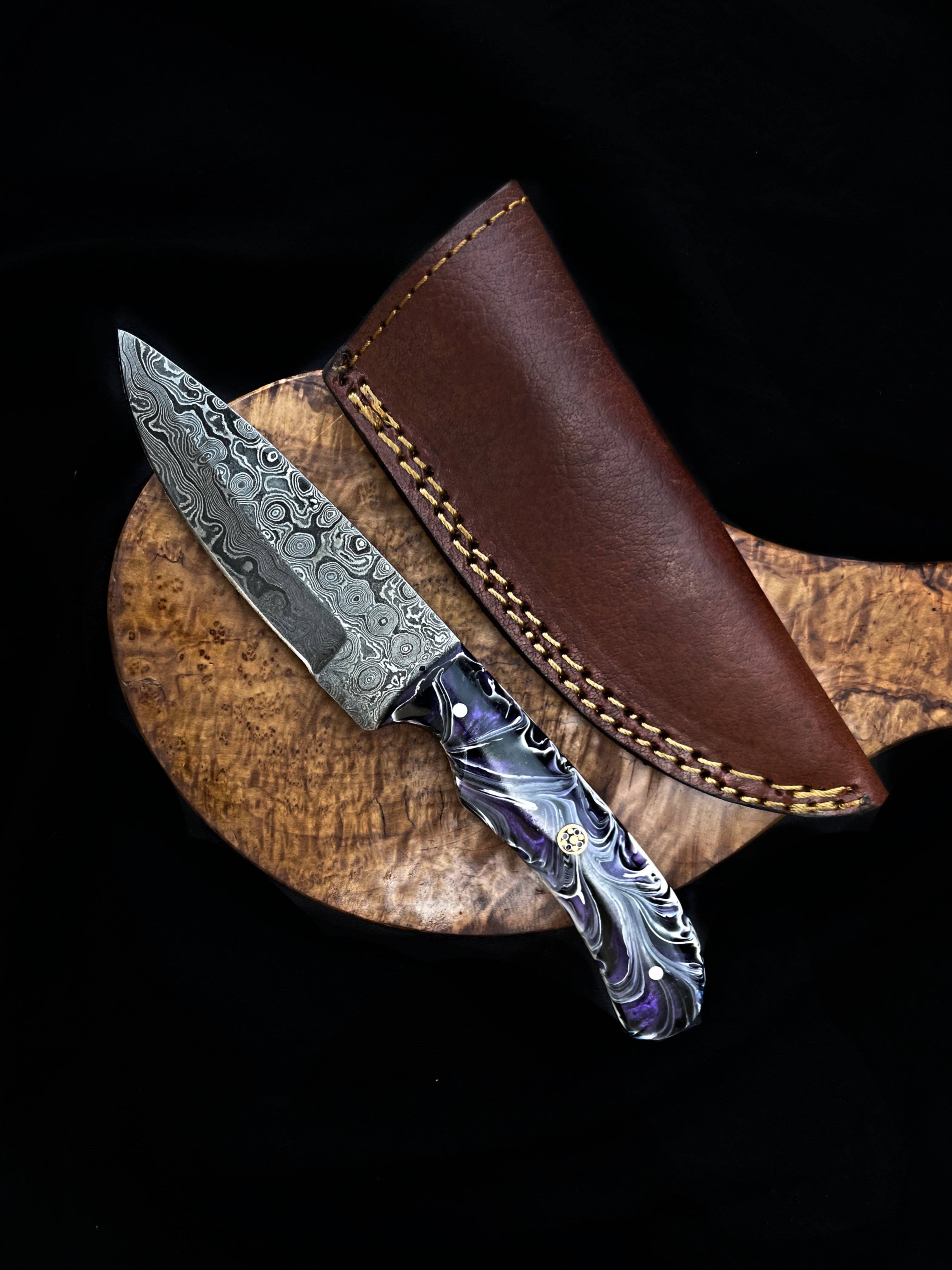 Titan International - Wholesale Kitchen/Utility Knife - Damascus Steel EDC Knife by Titan TD-702 Midnight Prism3