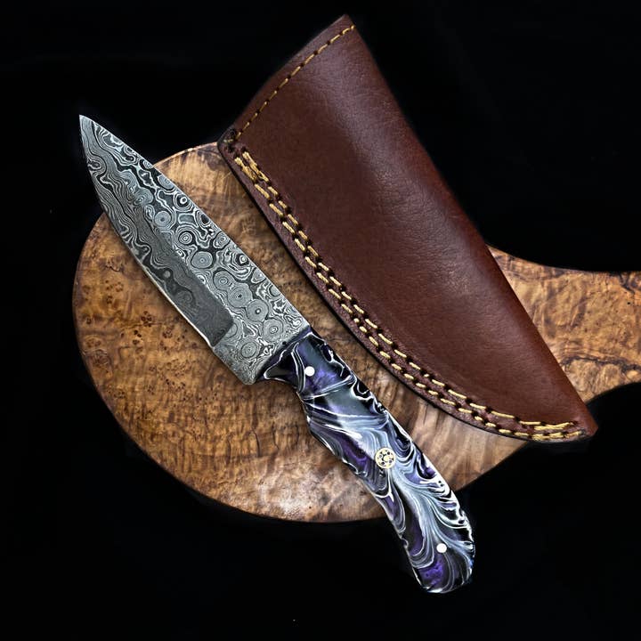 Titan International - Wholesale Kitchen/Utility Knife - Damascus Steel EDC Knife by Titan TD-702 Midnight Prism3
