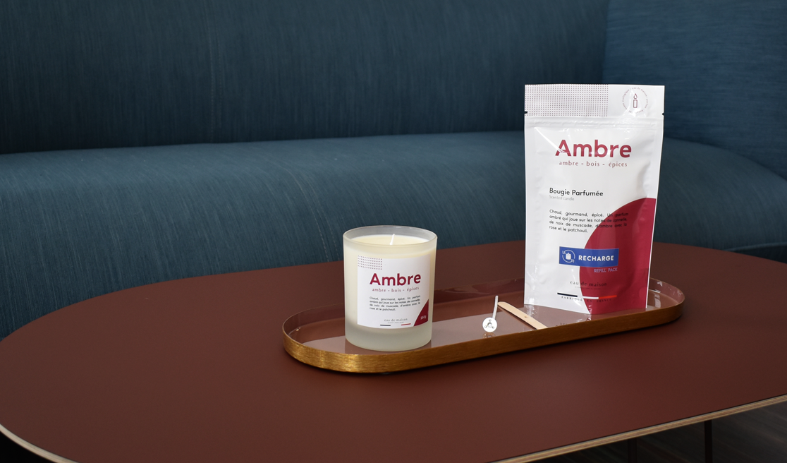 Eau de maison - Wholesale Jar/Filled Candle - Amber scented candle refill — 100% vegetable wax — 250g1