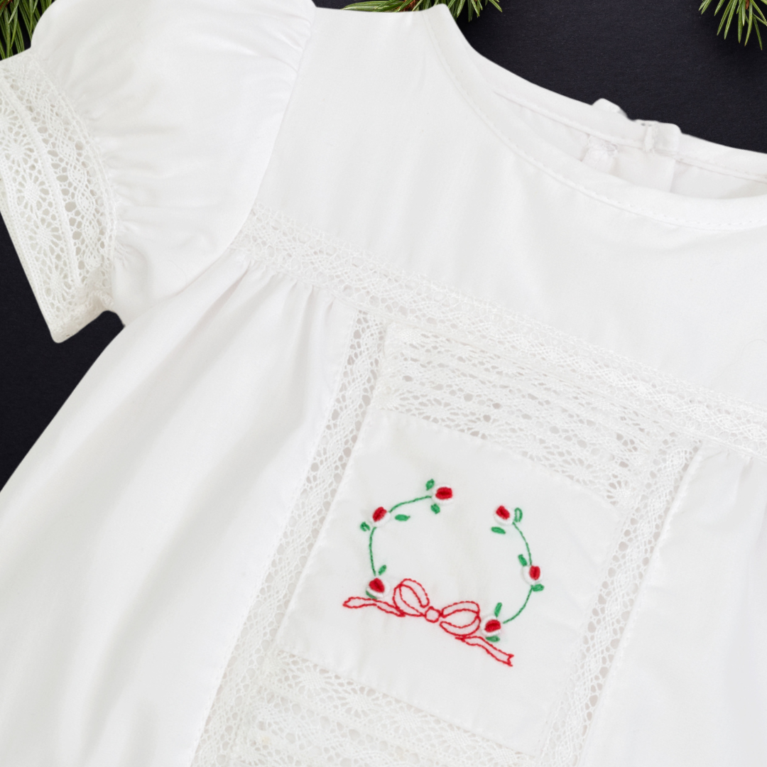 Posh Pickle - Wholesale Dress - Kids - Pemberley Holiday Christmas Hand Embroidered White Heirloom Portrait Dress5