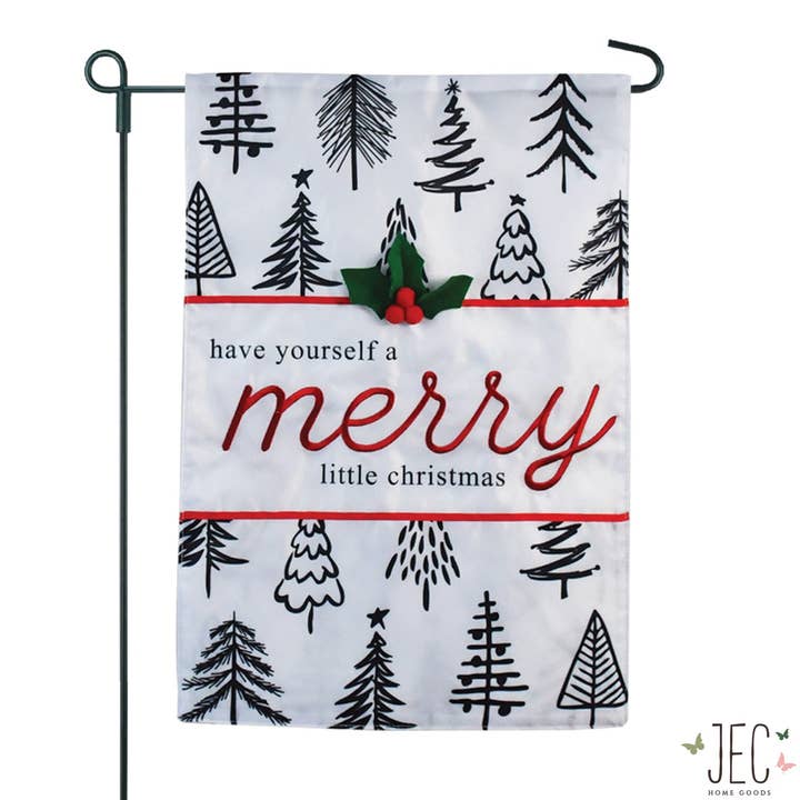 2-seitige Gartenflagge „Merry Little Christmas Trees“, 12,5 x 45,7 cm für den Großhandel von JEC Home Goods Inc