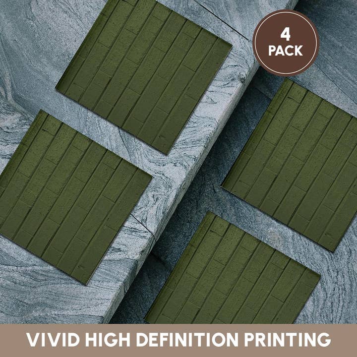 3dRose - Wholesale Coasters - 3dRose, Image of Olive Army Green Horizontal Brick Wall, Coaster5