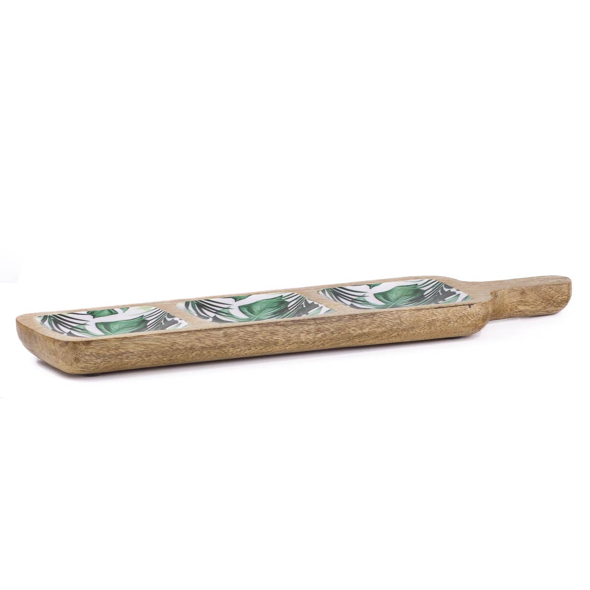 The Royal Standard - Wholesale Serving Tray - Everglade Tri-Server   Natural/Green/White   18x5.25x10