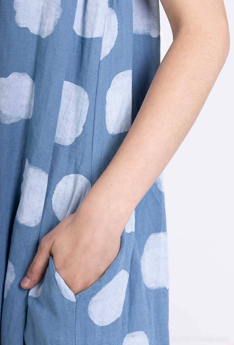 L'Emotion - Vente Combinaison – femme -  Combinaison à Pois Bretelles Nœuds Ajustables 100% Lin19