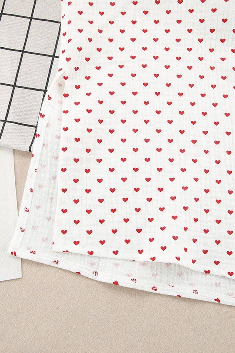 White CWSPJ0069_LONG SLEEVED SHIRT WITH BUTTONS SHORTS PAJAMAS SET for wholesale on Faire7