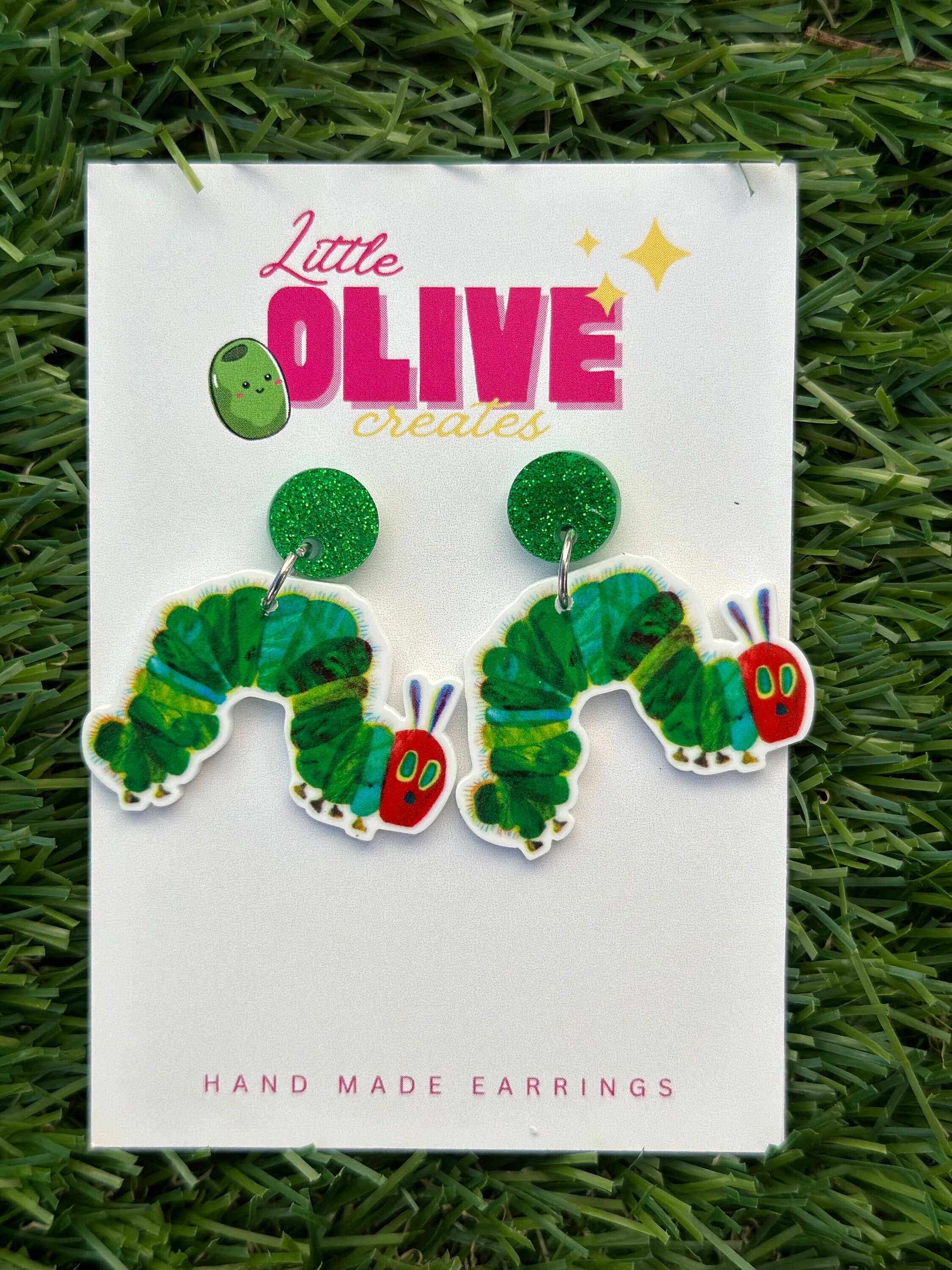 Little Olive Creates – wholesale Stud/post earrings – The Hungry Caterpillar Teacher Book Week Earrings2