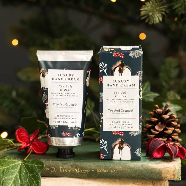 Sea Salt & Pine (Christmas Penguins) Luxury Hand Cream for wholesale by Toasted Crumpet