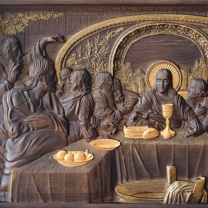 KozakWorkshop - Wholesale Dimensionele/3D-muurkunst - Het Laatste Avondmaal moderne wand houten christelijke handgemaakte kunst