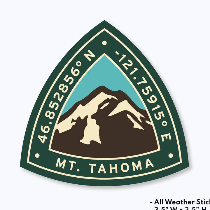 Mt Tahoma Coordinates Sticker - Oversized for wholesale by Rainier Watch Supply Co