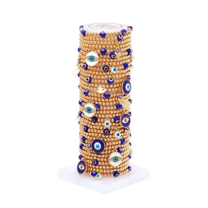 Dainty Gold Lucky Kids Bracelet Tower - set of 25 bracelets for wholesale by Little Miss Zoe