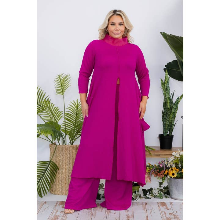 MAGENTA PLUS MAXI TOP AND WIDE LEG PANT SET for wholesale on Faire
