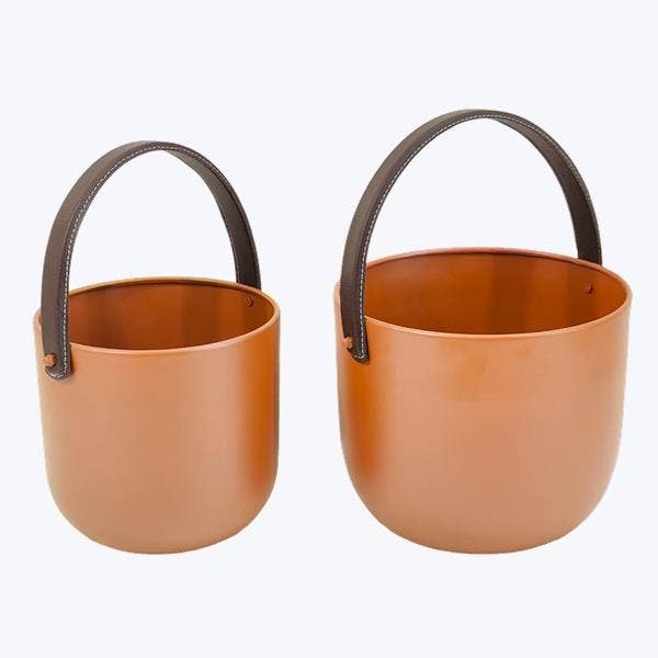 Metal Terra Cotta Planter With Handle & Drainage, Set Of 2 for wholesale by Young's