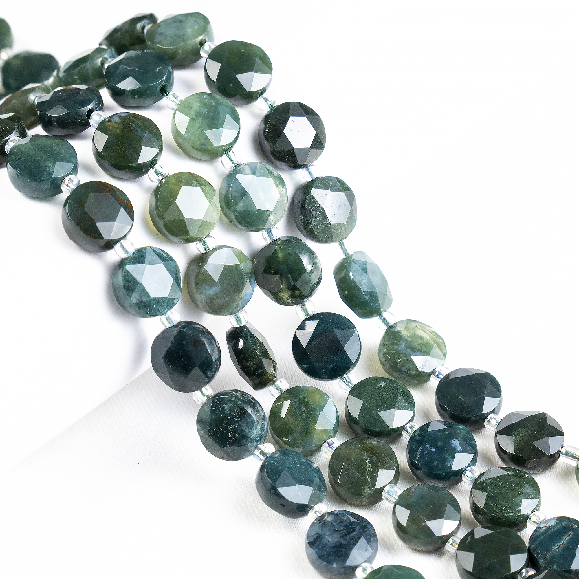 Soothing Crystals Beads - Wholesale Beads - Heishi Disc Beads | Moss Agate | Flat Crystal Beads1