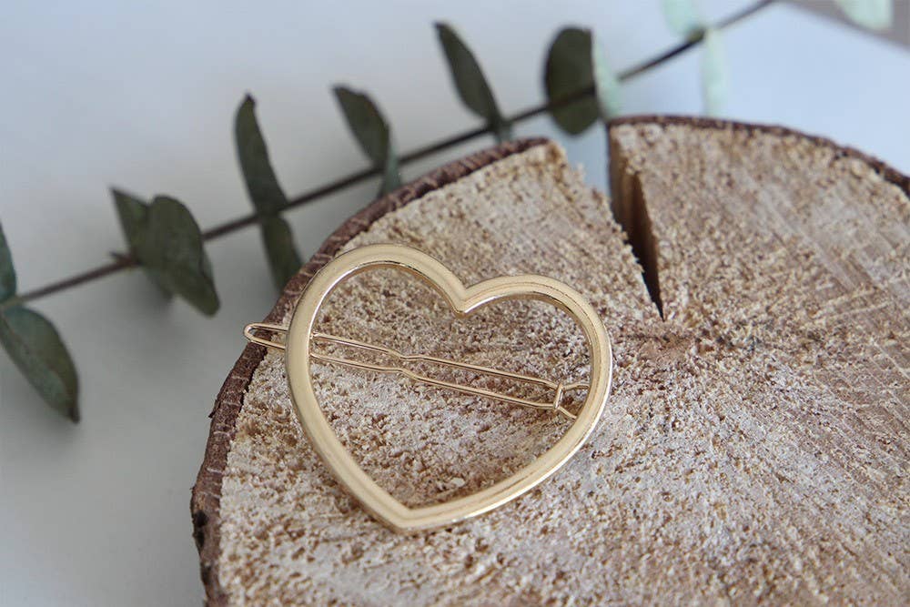 Bohomane - Venta al por mayor Pinzas para el pelo - Niños - Pinza para cabello infantil Golden Bella con forma de corazón2