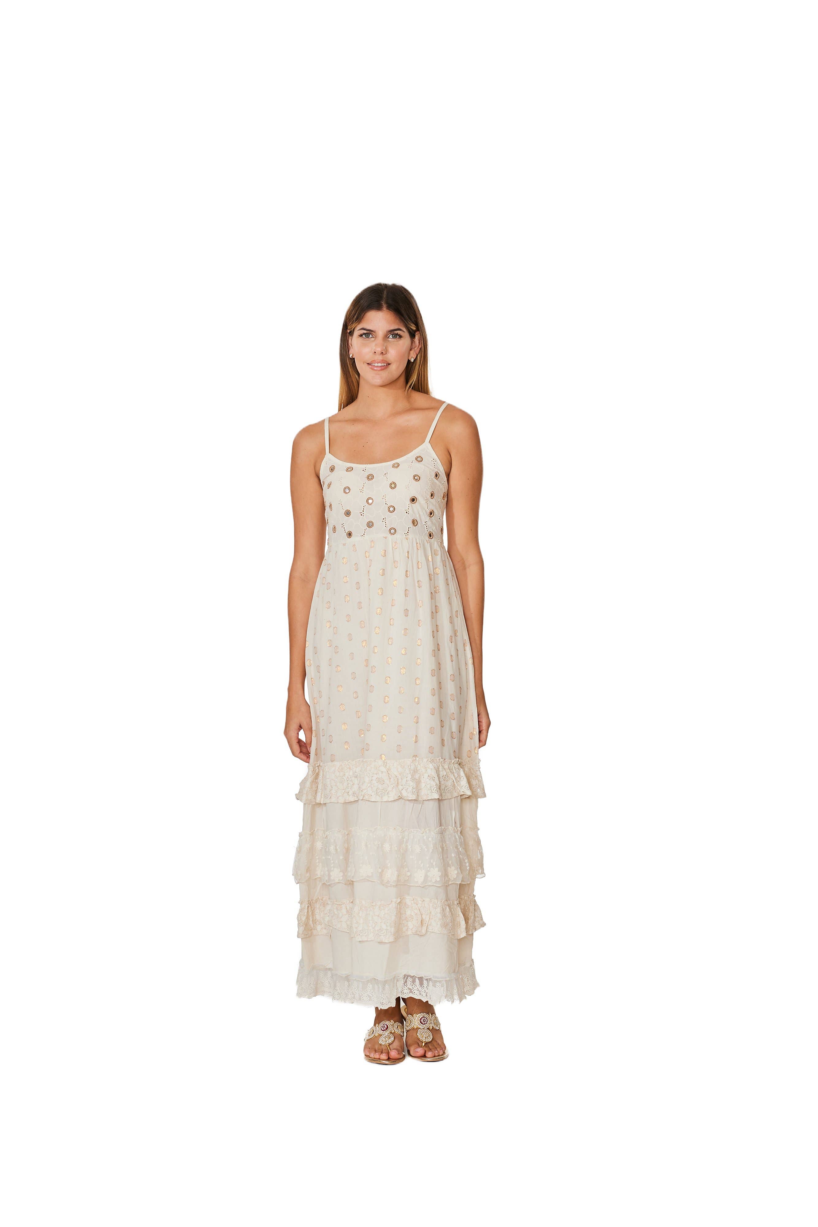 Ranee's - Wholesale Dress - Women's - C-1975 Ivory Cotton Long Dress.1
