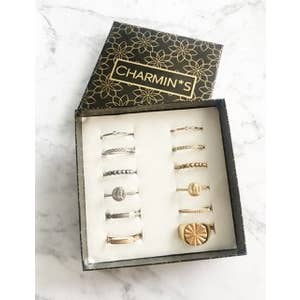 Charmin's Ringen - Wholesale Band/Stacked Ring - R563 Sanded And Shiny Steel