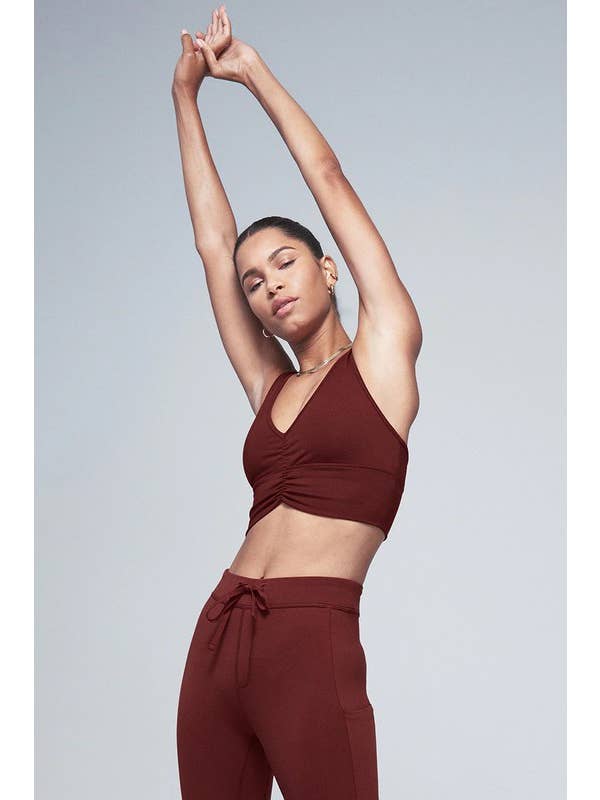 otos active - Wholesale Sports Bra - Women's - Deep V Drawstring Sports Bra Buttery Soft Fabric1