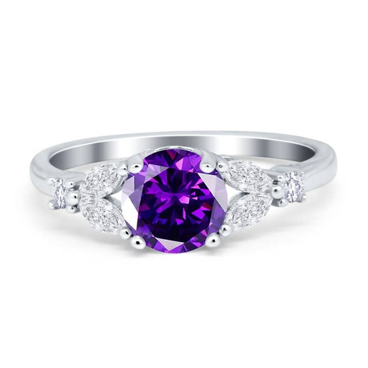 Art Deco Round Amethyst CZ Engagement Ring for wholesale by Blue Apple Imports