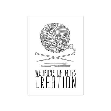 Weapons of Mass Creation - Knitting by Bianca Green Postcard for wholesale by East End Prints - Greetings Cards & Postcards