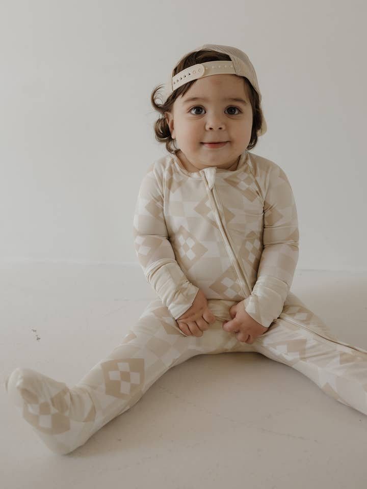 Bamboo Zip Pajamas | Cottage Quilt for wholesale by Forever French Baby