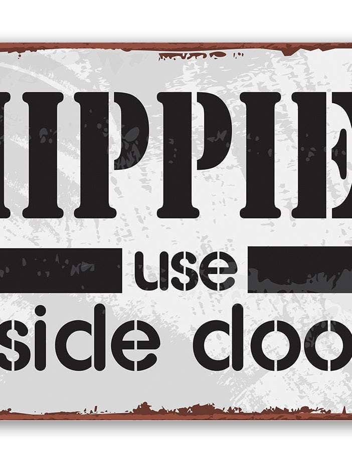 Rustic Metal Sign | Hippies Use Side Door for wholesale by Lone Star Art Metal Signs