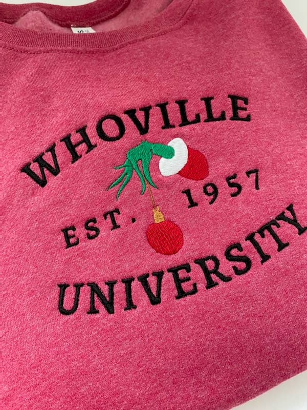 Whoville University, Broderet jule Sweatshirt for engroshandel hos ShopEndlessJune