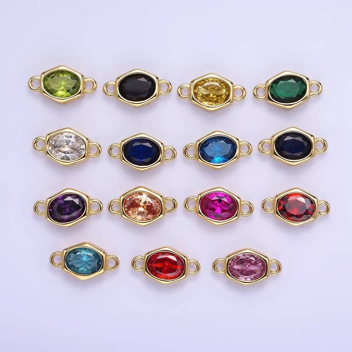 14K Gold Filled CZ Round Hexagonal Edged Connector | G414 - G421 for wholesale by Aim Eternal