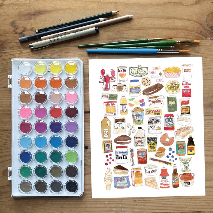 Sarah Wormann Art - Wholesale Art Print - Local New England Foods - Art Print - Fluff & More3